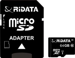 Купить Карта памяти RiDATA microSDXC 64GB Class 10 UHS-I+SD адаптер (FF964426) в Украине