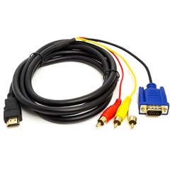 Купить Кабель PowerPlant HDMI (M) - VGA (M) / 3*RCA (M), 1080p, 1м (CA912018) в Украине