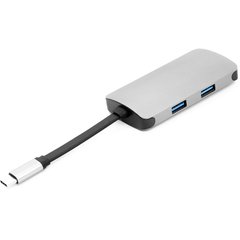 Купити USB-хаб PowerPlant Type-C - HDMI 4K, USB 3.0, USB Type-C, RJ45 (CA911691) в Україні