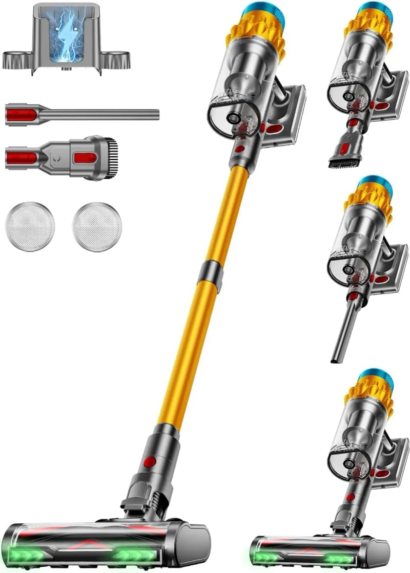 Cordless Vacuum Cleaner 650W 55KPA 70 Mins Self-Standing Anti-Tangle Brush Smart Display 1.8L Cup fo