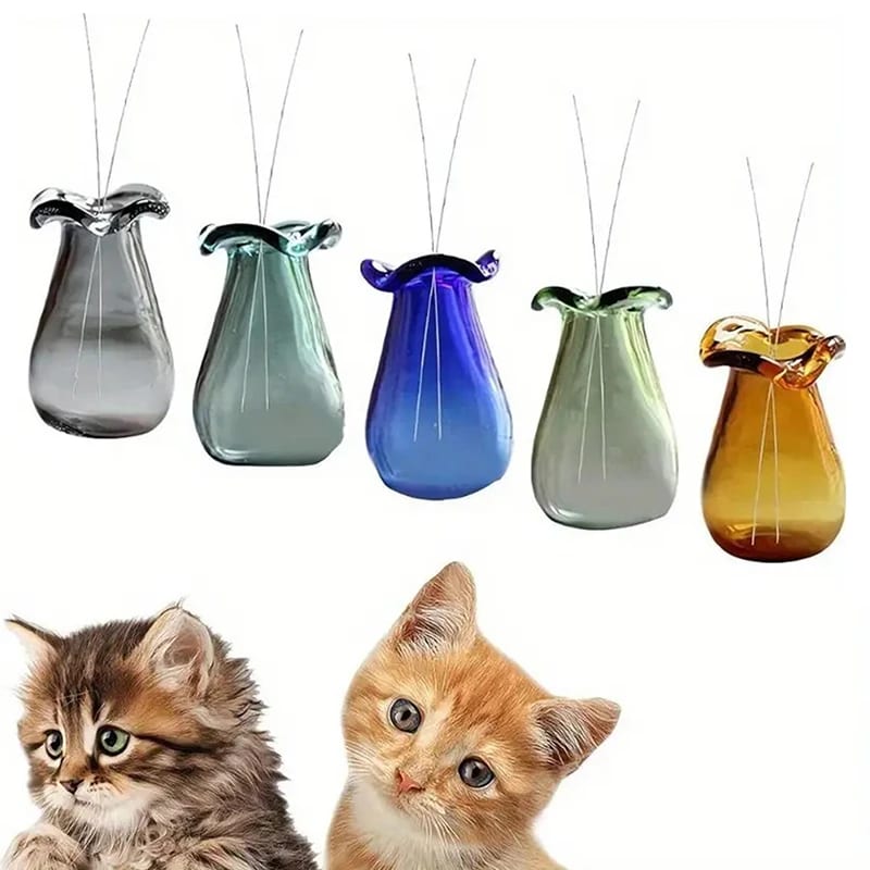 2pcs Mini Cat Whisker Vases Glass Cats Whiskers Holder Miniature Flower Jars Holding Cat Whiskers Or
