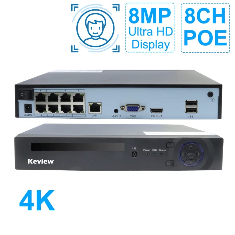 Keview H.265 4/8CH POE NVR 8MP 5MP 4MP 2MPSecurity IP Camera Video Surveillance CCTV System P2P Netw