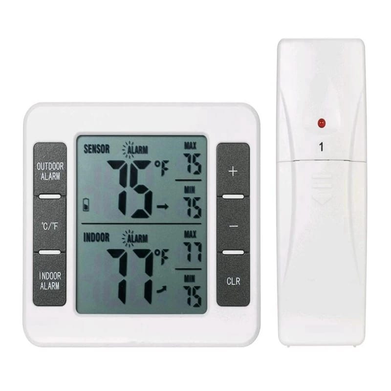 Wireless LCD Weather Station Digital Indoor Outdoor Home Garden Fridge Thermometer Refrigerators Fre
