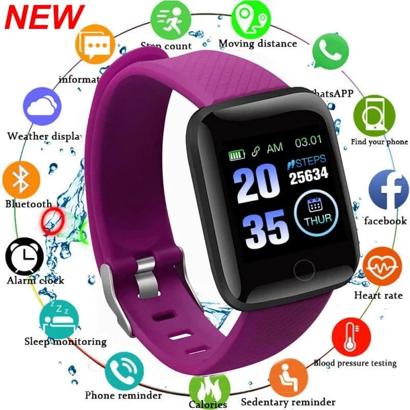 New 116Plus Smart Watch for Men Women Kids Gift Message Remind Music Control Sport Step Calories D13