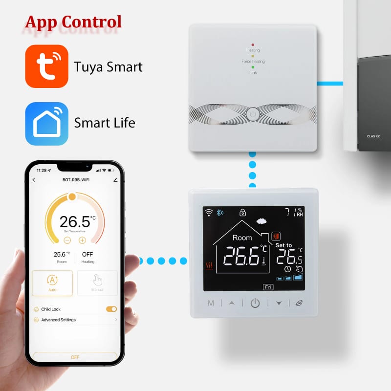 Wifi Thermostat Tuya Smart Home Wireless Battery Room  For Gas Boiler Water Heating Temperature Cont