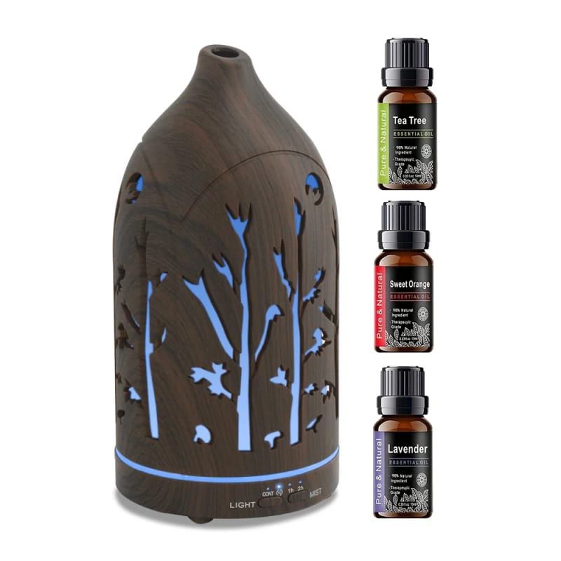 Deep Wood Grain Aromatherapy Diffuser 200ml Quiet Ultrasonic — приклад для огляду, фото 3